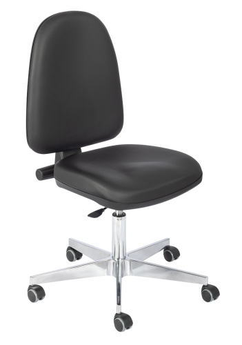 Krzesło laboratoryjne na kółkach lub stopkach, ekoskóra, BASIC, 01