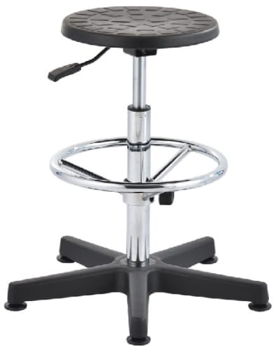Taboret laboratoryjny wysoki, regulowana wysokość ringu, czarny.jpg