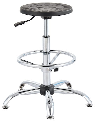 Taboret laboratoryjny wysoki, chromowana stal, regulacja ringu, czarny.jpg