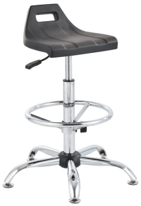 Taboret laboratoryjny wysoki, z uchwytem, chromowana stal